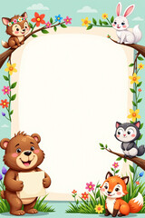 Naklejka premium Frame with animals for kids