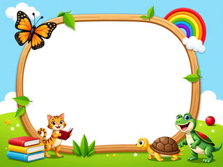 Fototapeta premium Frame with animals for kids