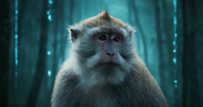 Majestic monkey in a serene forest setting