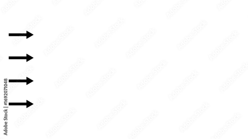 Poster arrow animation of a name pointing to the right. name directional icon arrow animation on white back