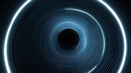 Abstract spiral tunnel with glowing neon rings