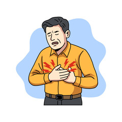 Man Chest Pain – Heart Attack or Cardiovascular Health Problem Illustration