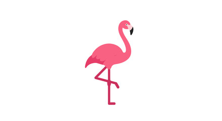 Fototapeta premium A vibrant pink flamingo stands gracefully on one leg against a white backdrop