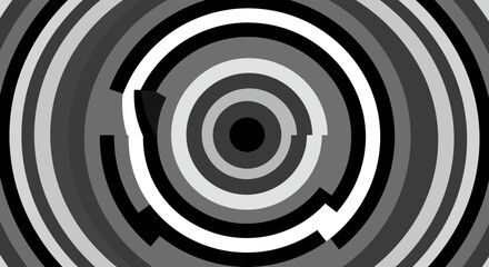 Obraz premium Abstract monochromatic circles with disruptions create a dynamic, modern design