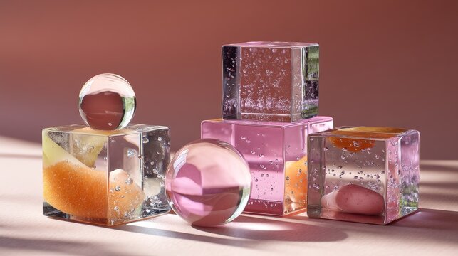 Colorful decorative soaps indoors styled photography wellness product luxury composition artistic scene