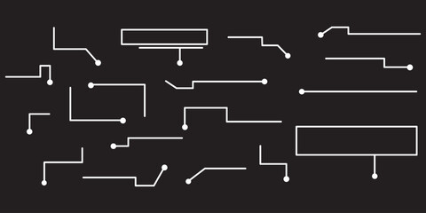 Callouts titles set. Digital callouts . Line callout label set. isolated on black and white background. Vector illustration. EPS 10 .