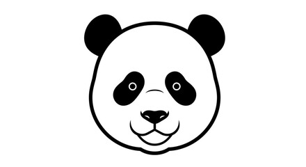 Obraz premium Cute and charming panda bear head illustration in black and white outline