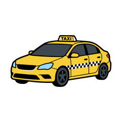 yellow taxi car on white background