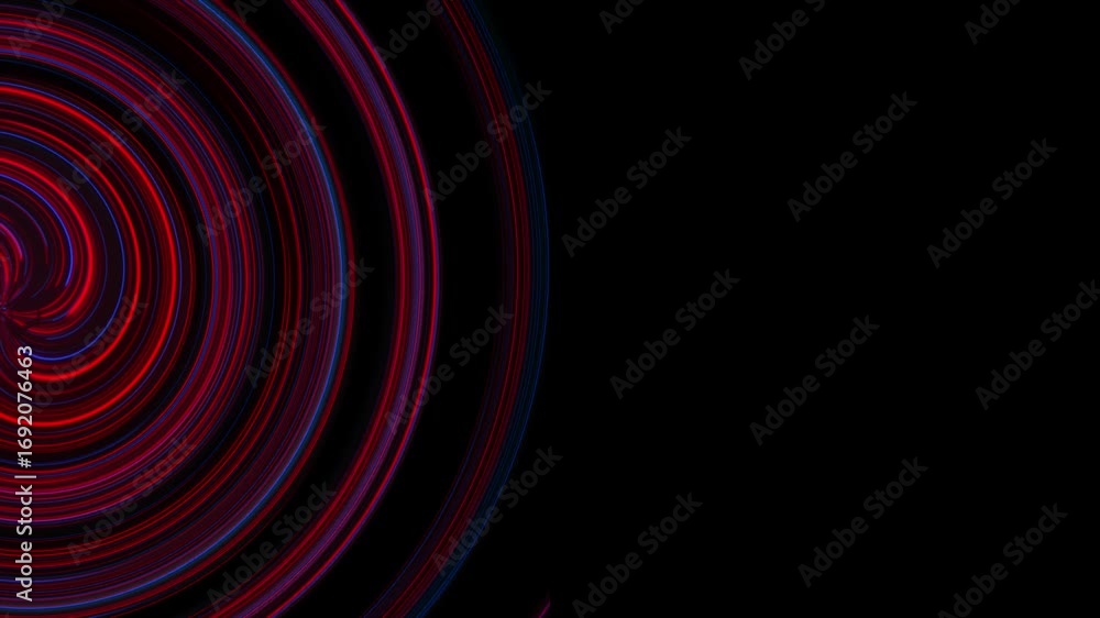 Aufkleber dynamic digital spiral of vibrant red and blue light trails, creating an abstract vortex on a dark b