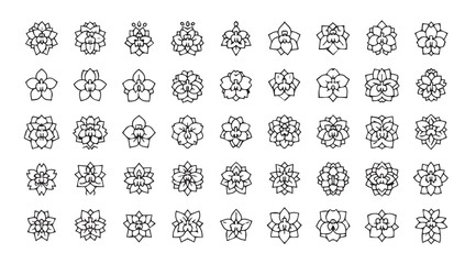 Collection of intricate decorative ornate geometric pattern elements silhouette