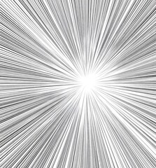 Radial lines converge on a central point, creating a dynamic, monochrome effect