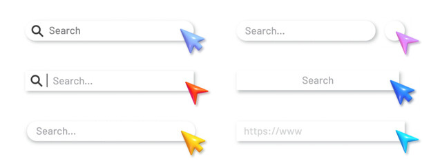 Search bar collection with 3d arrow pointer