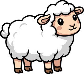 Obraz premium Adorable cartoon sheep with fluffy white wool and friendly expression