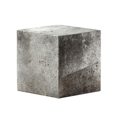 Textured Concrete Cube Isolated on White Background for Design