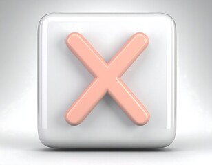 Fototapeta premium 3D rendered square button with a pink 'X'