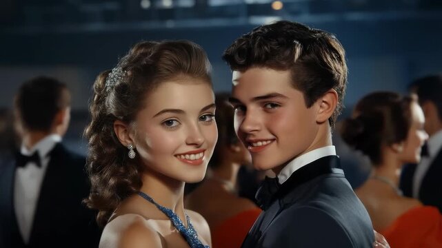 Retro vibes: young people, rockabilly culture, pinup style, Hollywood glamour, neon lights, jukebox tunes, diner setting, 50s fashion, vintage elegance, stylish moments, timeless love, classic appeal.