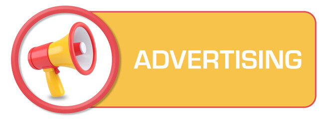 Advertising Loudspeaker 3D Orange Yellow Horizontal Text Box 