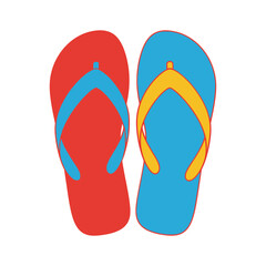 Colorful Pair of Flip-Flops, Summer Footwear Illustration