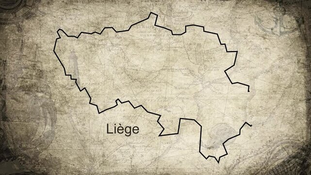 Liege map drawn on a cartography background sheet of paper