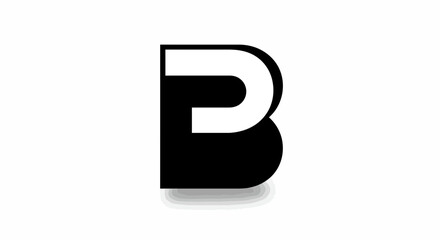 Monochromatic logo illustration of letter B with minimalist design and shadow
