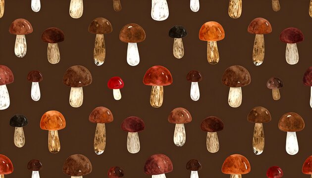 Mushroom pattern on a brown background