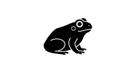 Monochrome vector illustration of a frog silhouette against white background