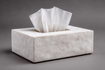 Elegant white tissue box dispensing soft tissues, perfect for colds, allergies, or everyday use
