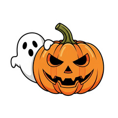 Pumpkin with Ghost Friend
