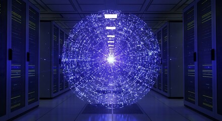 Data Sphere in Server Room - A Glimpse into the Digital Realm.