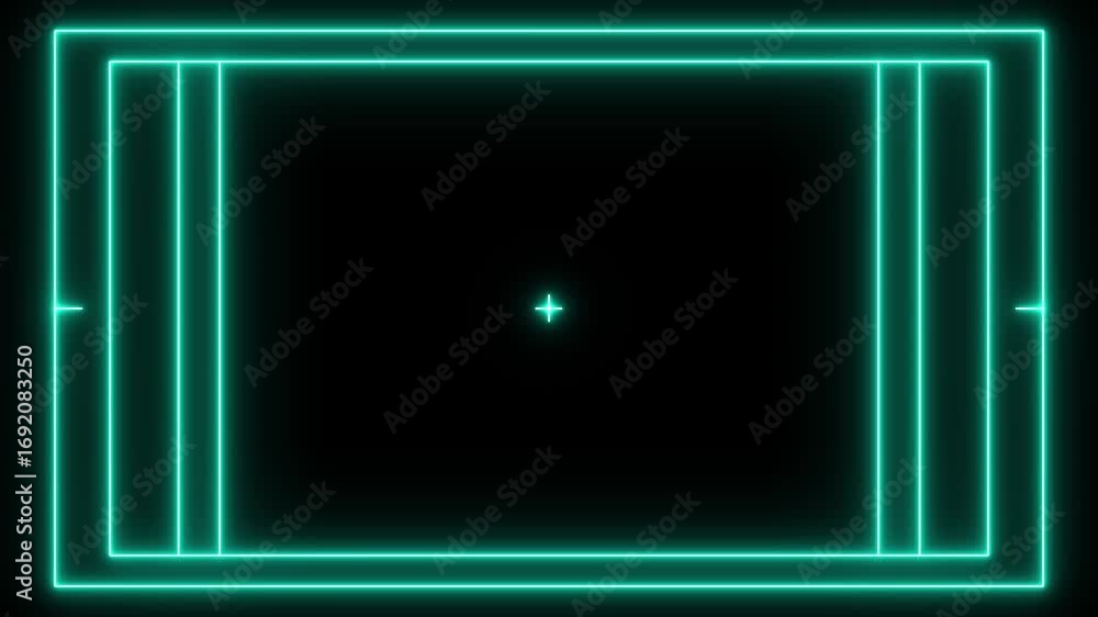 Poster abstract glowing neon lines frame hud on black background . loop animation of glowing neon lines..