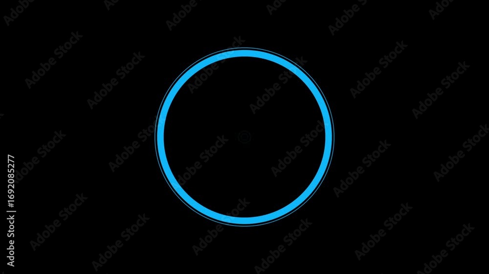 Wall mural blue concentric circles pulse and radiate outwards like sonar or futuristic interface element on bla