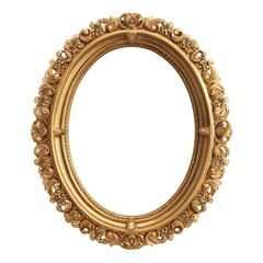Ornate Vintage Oval Picture Frame with Intricate Gold Design