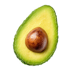 Fresh Avocado Slice with Creamy Green Flesh and Brown Pit Close-Up