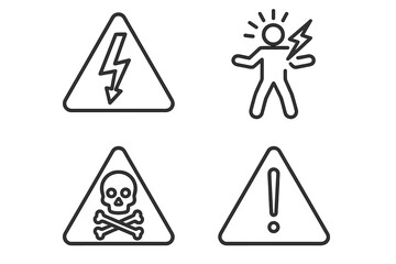 Electrical safety signs and symbols for hazard warning and caution