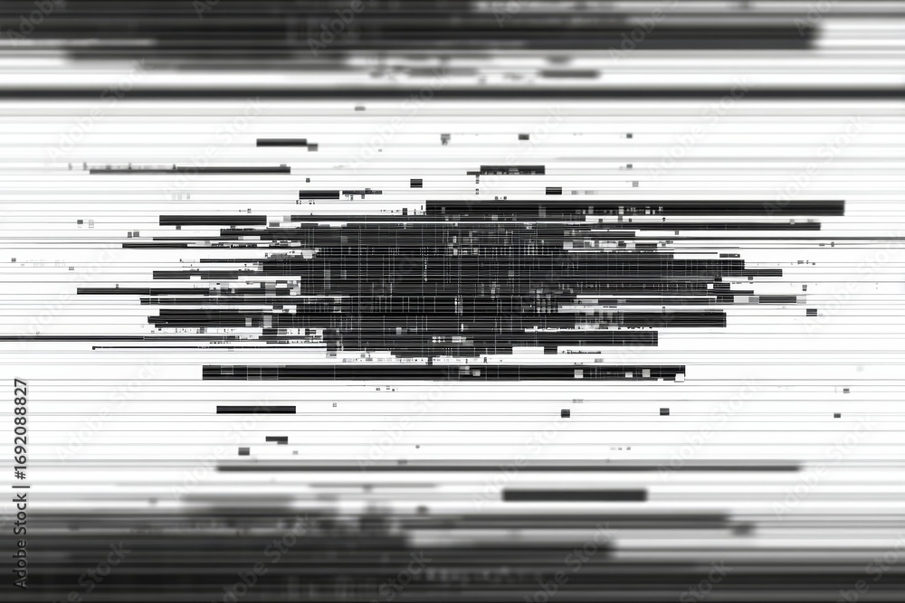 Aufkleber abstract digital glitch art with distorted pixels and grunge texture in contemporary design style
