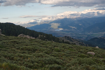 Naklejka premium View from Tour de Carlit hiking trail near Cabane Serrat del Freser in Pyrenees mountains in France