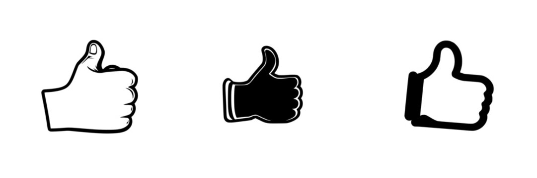 Thumbs up symbols in black-and-white minimalist style representing approval and positivity for various contexts