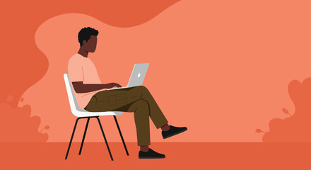 Focused young man working on a laptop, embodying remote work, online education, and modern digital lifestyle concepts.