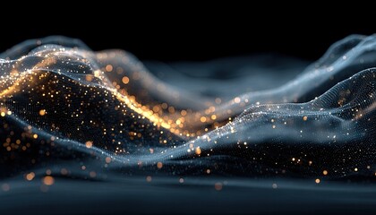 Abstract wavy landscape of glowing particles