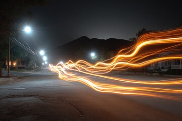 Night street with light trails