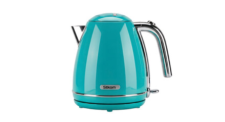 Teal electric kettle on transparent background