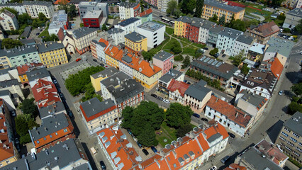 city ​​architecture europe drone flyover old town Opole Poland