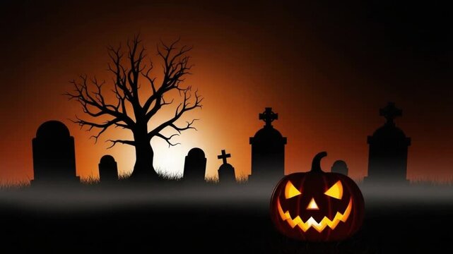 halloween jack o lantern graveyard spooky night