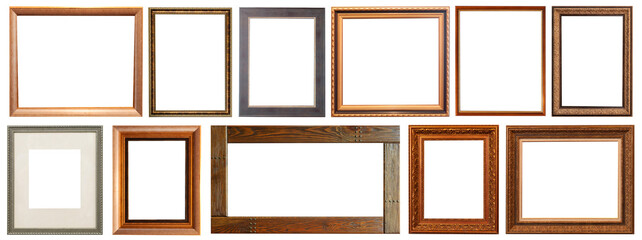 frames set painting isolated on white background gold silver