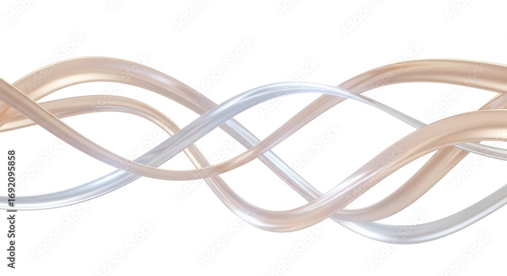 Poster abstract fluid waves of beige and white intertwined on a clean, bright background, creating a smooth