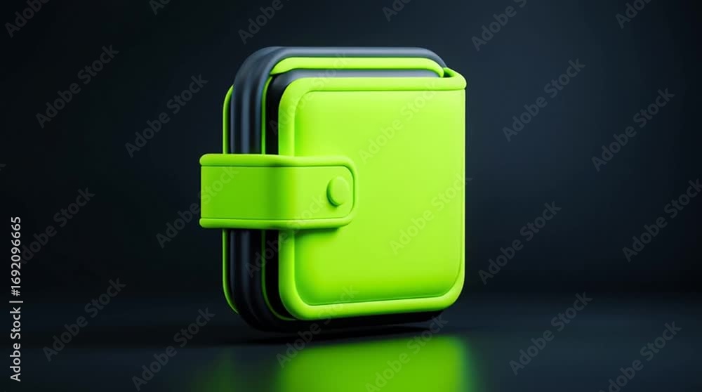 Poster digital wallet icon: a modern and sleek digital wallet icon in vibrant green, set against a gradient