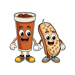 Charming biscotti and coffee cup duo illustrated on a clean white background