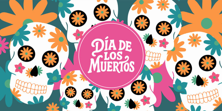 Dia de los muertos, Day of the dead, Mexican holiday, festival. Viva Mexico. Mexican culture, Mexican Fiesta, Mexican Menu restaurant and Cinco de Mayo cards, posters, banners in modern catoon style.