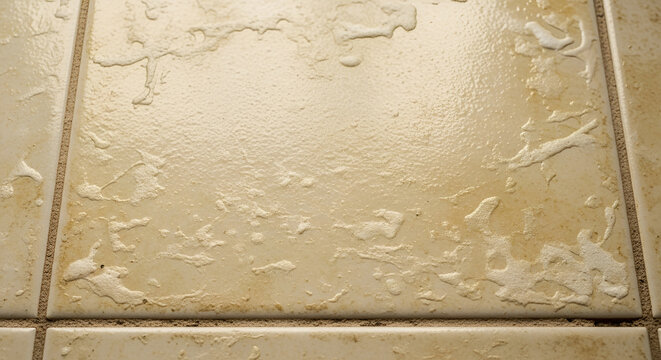 soap scum residue on dirty tiles