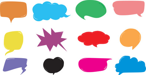 Speech bubble shapes. Chat boxes, dialog conversation shapes, cartoon thought bubbles, oval and rectangular thought clouds. Social media chat messages. Cloud shape vectors
